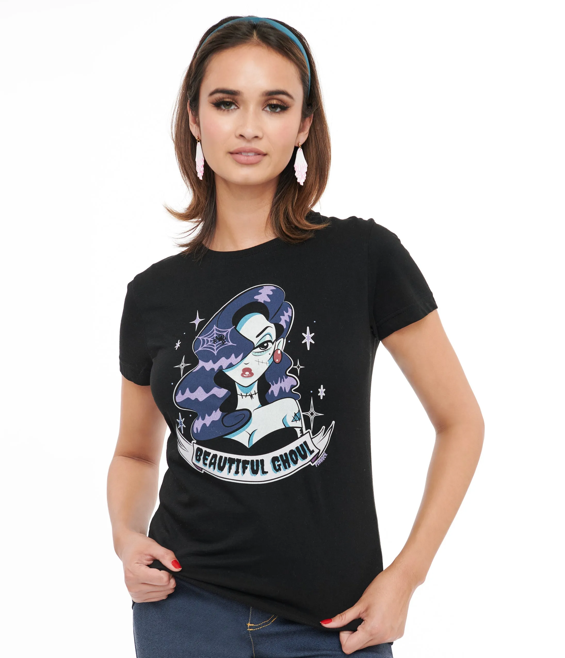 1950s Black Beautiful Ghoul Fitted Graphic Tee