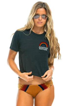 Aviator Nation Small Rainbow Boyfriend Tee in Charcoal