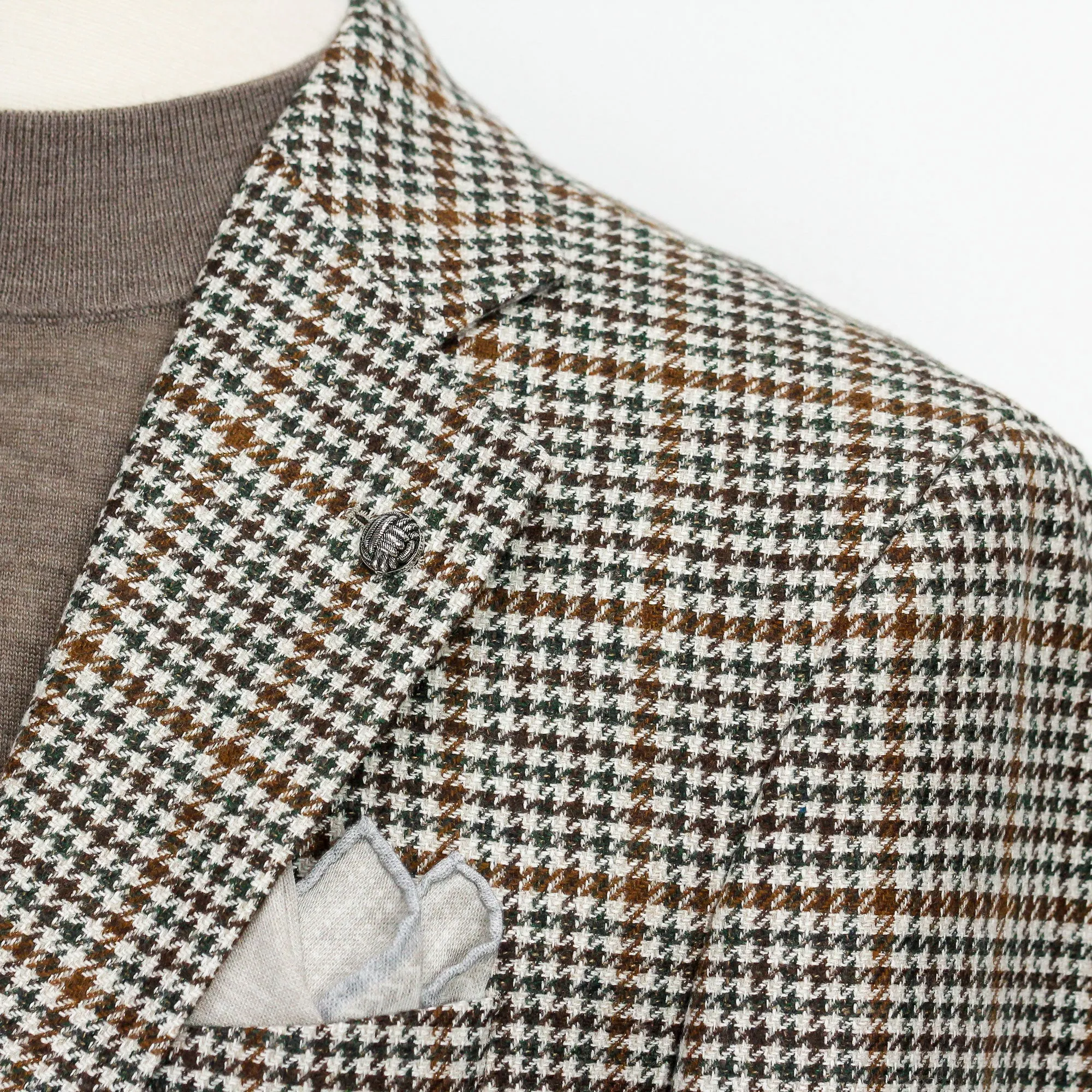 Brown & Khaki Houndstooth Check Montana Contemporary Fit Sport Jacket - Jack Victor