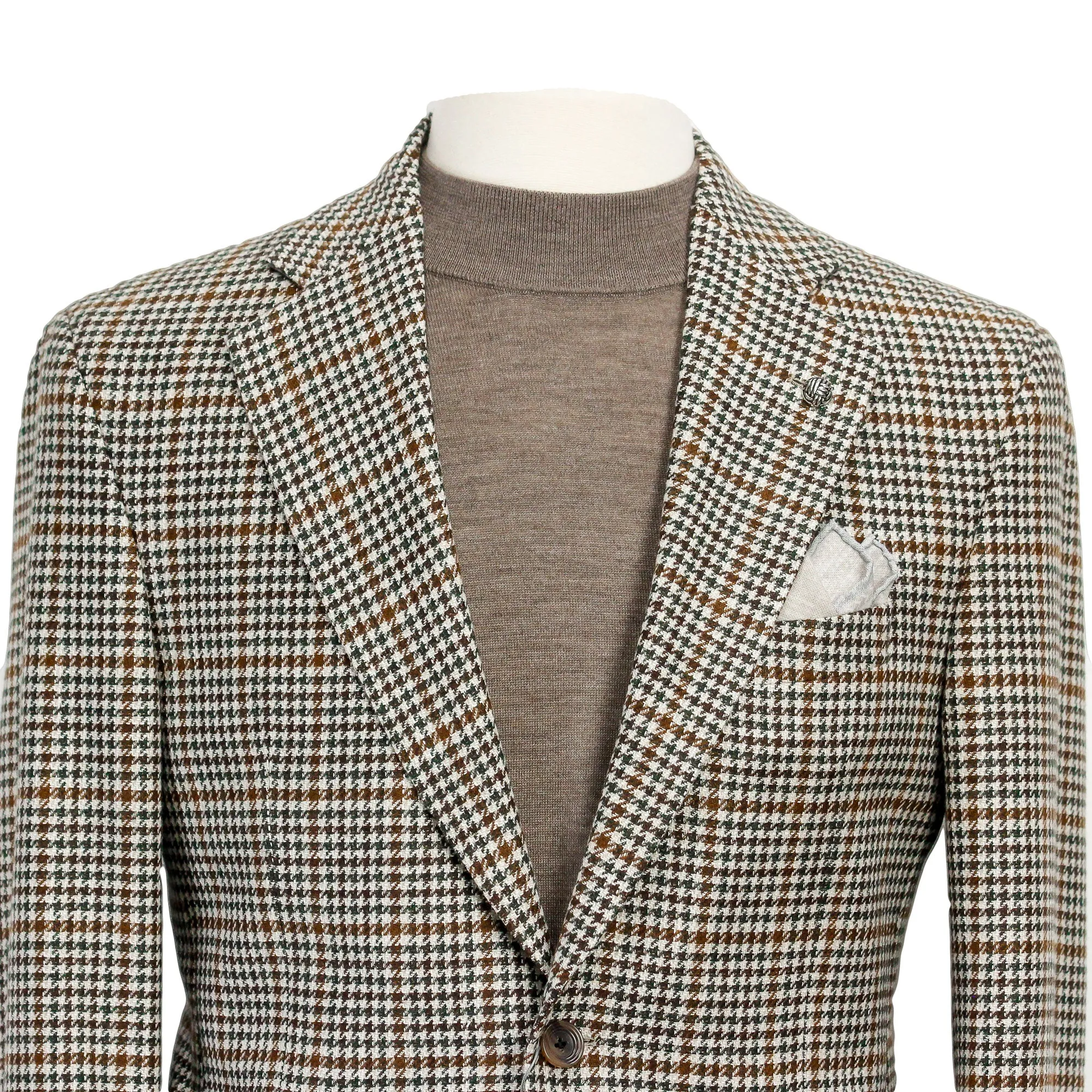 Brown & Khaki Houndstooth Check Montana Contemporary Fit Sport Jacket - Jack Victor