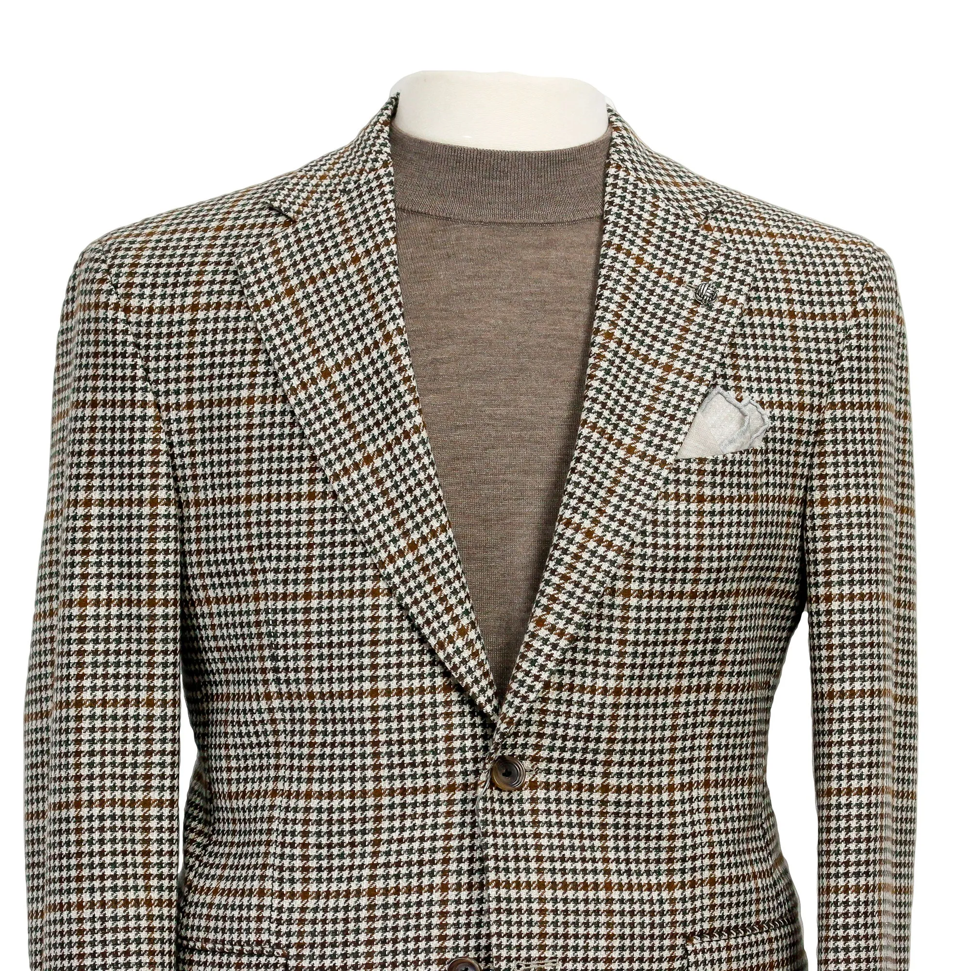 Brown & Khaki Houndstooth Check Montana Contemporary Fit Sport Jacket - Jack Victor