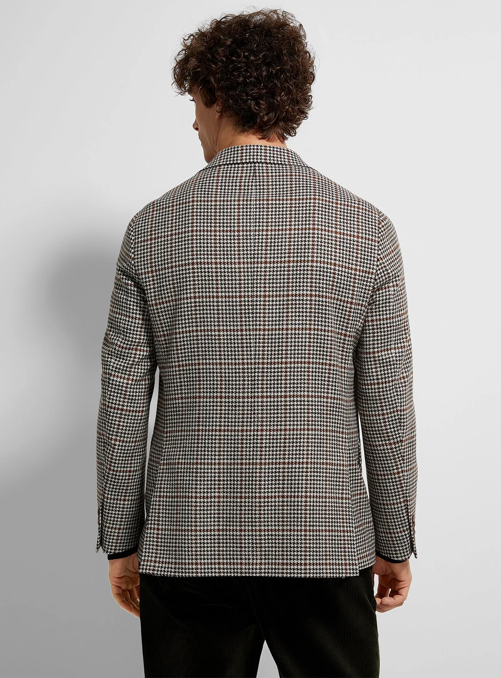 Brown & Khaki Houndstooth Check Montana Contemporary Fit Sport Jacket - Jack Victor