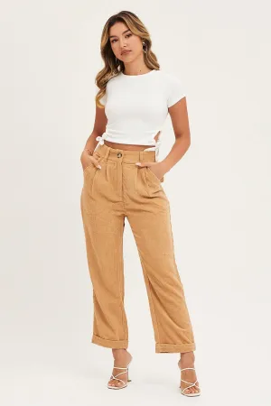 Brown Relaxed Pants High Rise