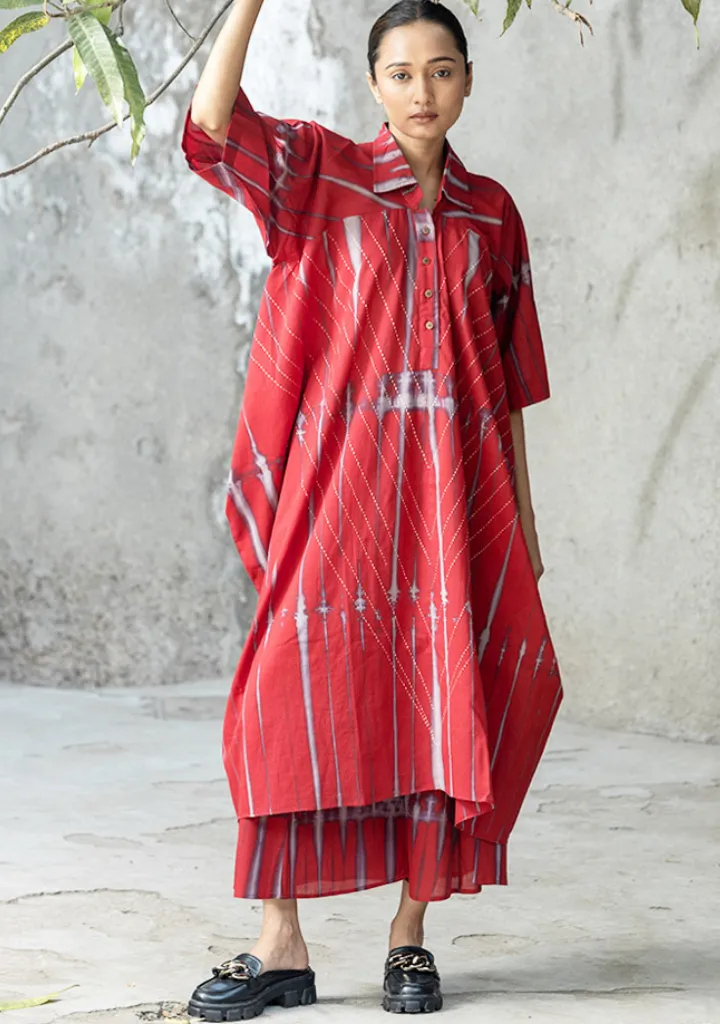 Carmine Cowl Kaftan Set