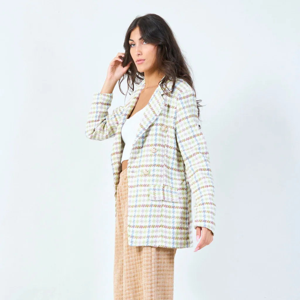 Classic tweed blazer with pockets wholesale