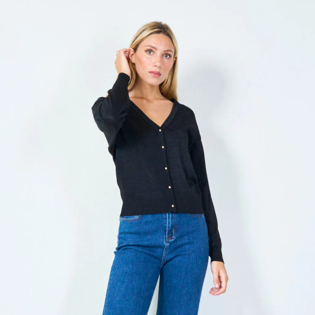 Classic v-neck button-down cardigan wholesale