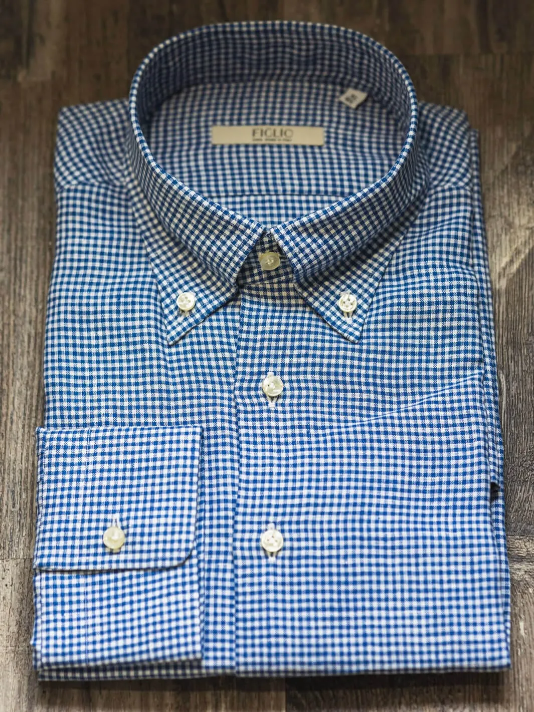 Cotton Gingham Dress Shirt - Dark Blue