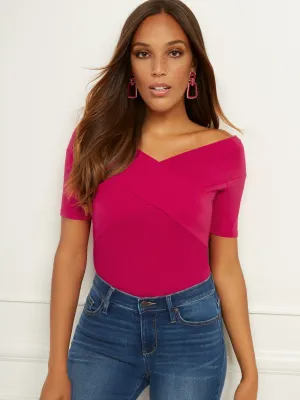 Crisscross Elbow-Length Sleeve Top