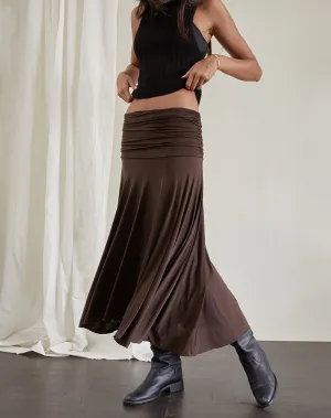 Delta Midi Skirt in Slinky Chocolate