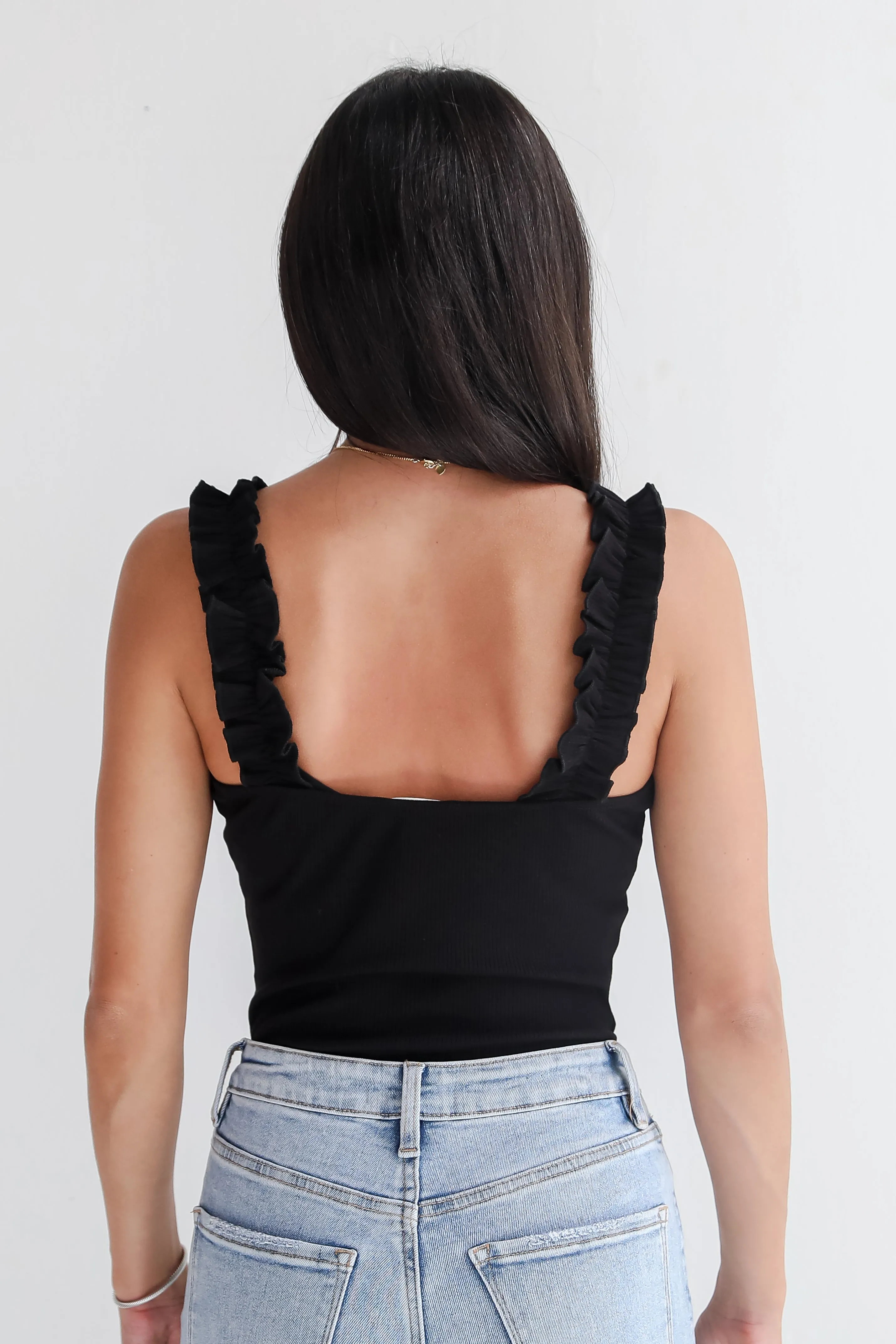 FINAL SALE - Certainly The Sweetest Ruffle Strap Bodysuit