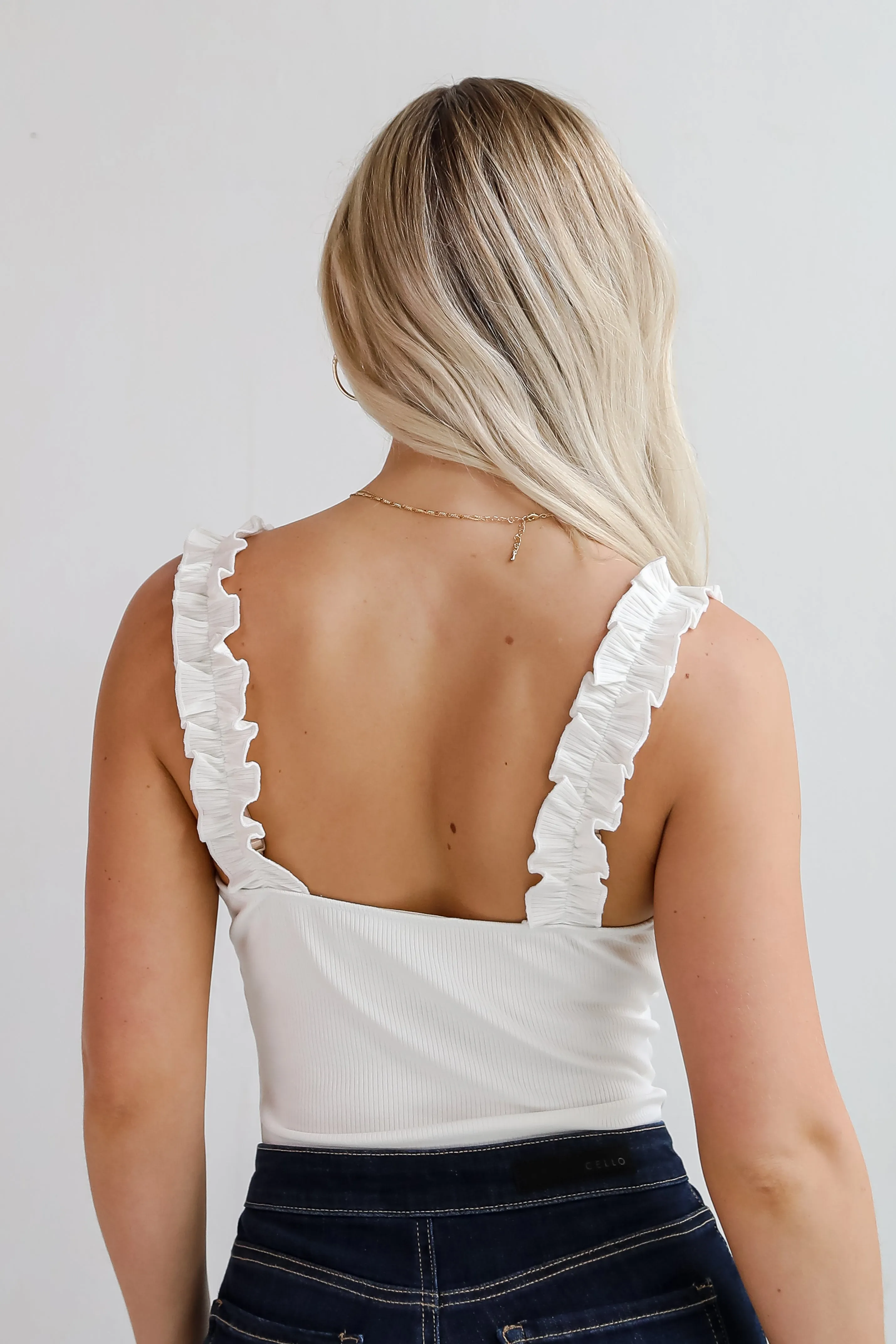 FINAL SALE - Certainly The Sweetest Ruffle Strap Bodysuit