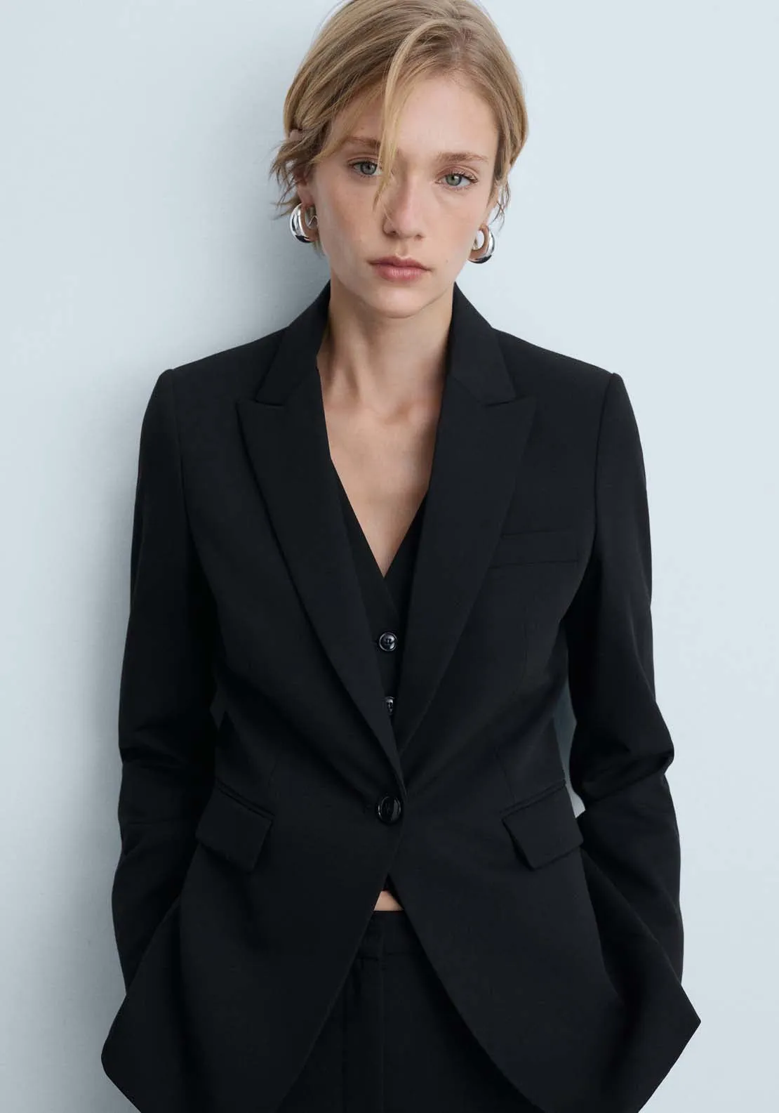 Fitted suit jacket - Black