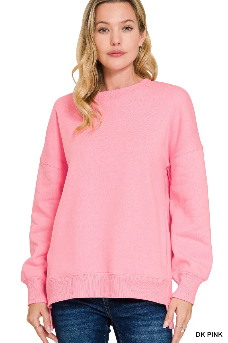 Fleece Hi-Low Boyfriend Sweatshirts w/ Pockets! (8 Options)