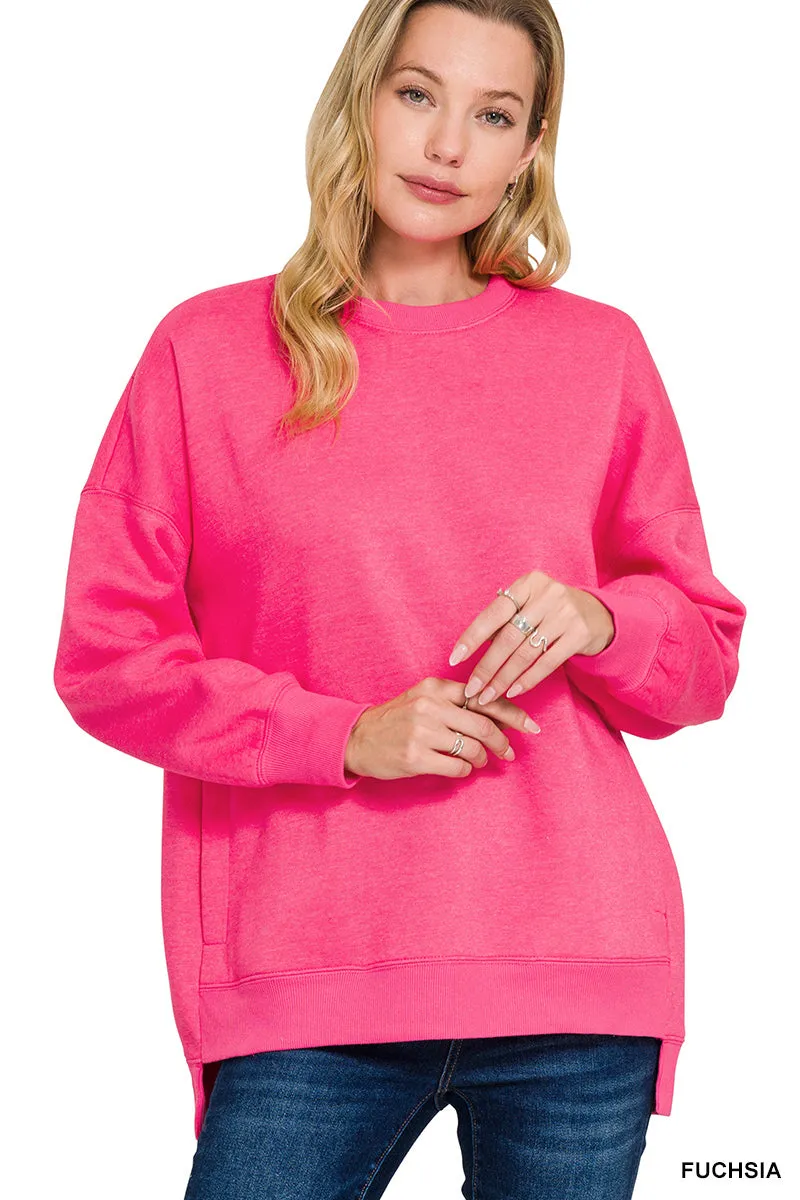 Fleece Hi-Low Boyfriend Sweatshirts w/ Pockets! (8 Options)