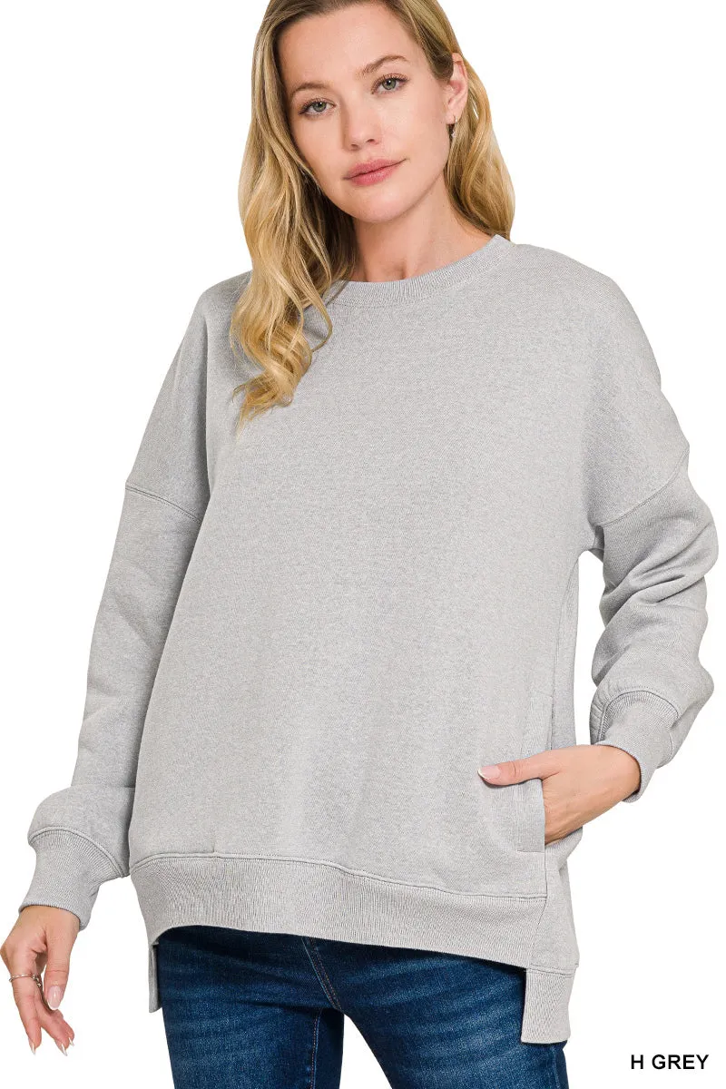 Fleece Hi-Low Boyfriend Sweatshirts w/ Pockets! (8 Options)