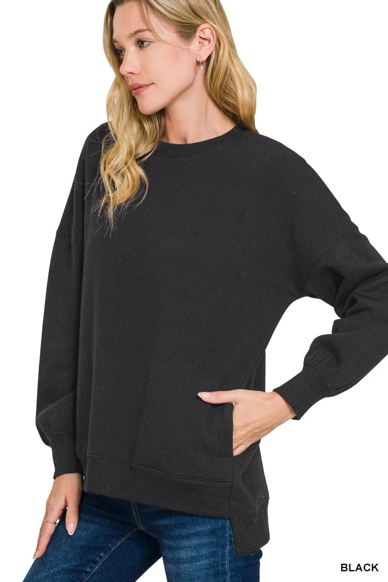 Fleece Hi-Low Boyfriend Sweatshirts w/ Pockets! (8 Options)