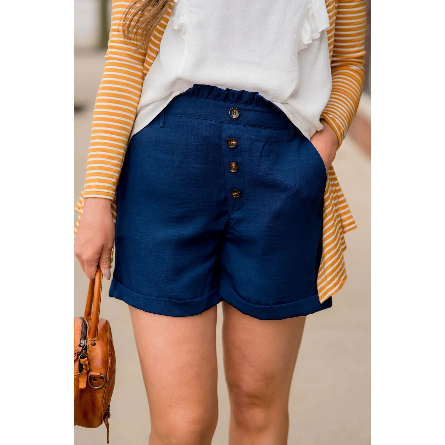 Four Button Paper Bag Shorts