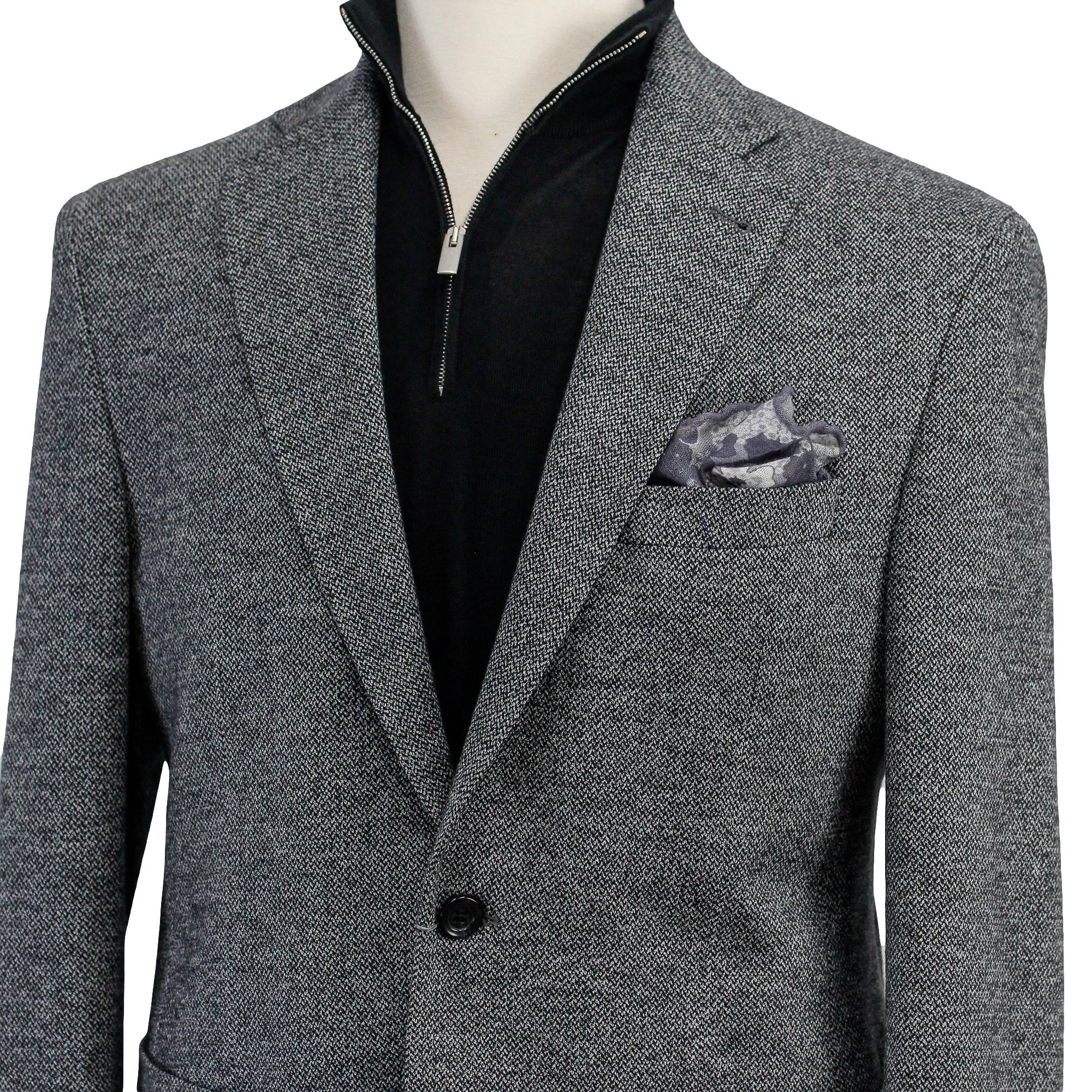 Gray Herringbone Hampton Contemporary Fit Cotton-Wool Knit Jacket - Jack Victor