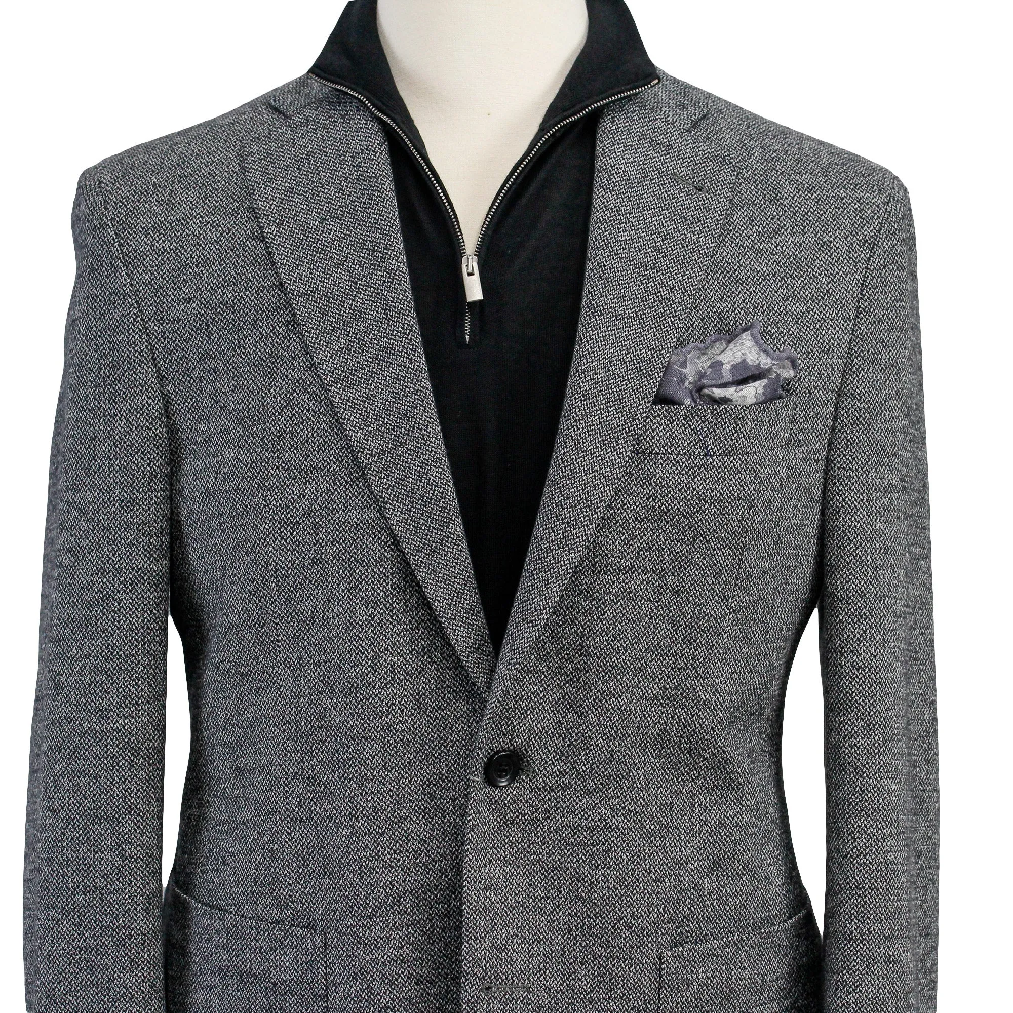 Gray Herringbone Hampton Contemporary Fit Cotton-Wool Knit Jacket - Jack Victor