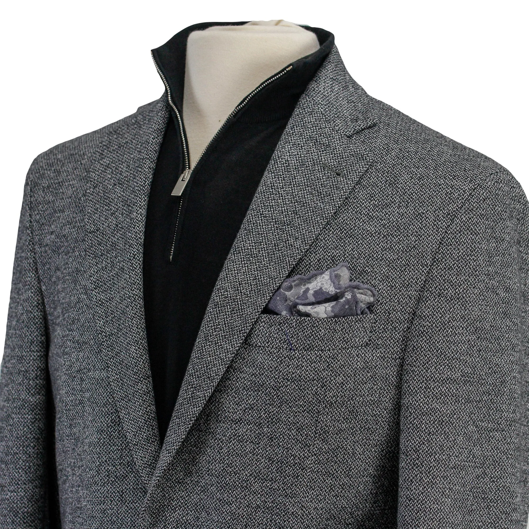 Gray Herringbone Hampton Contemporary Fit Cotton-Wool Knit Jacket - Jack Victor