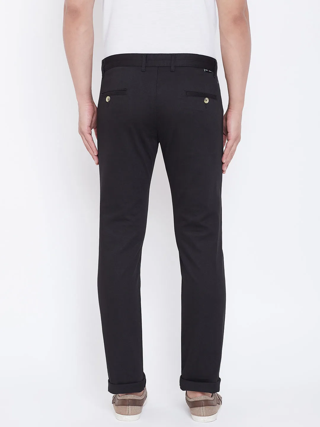 JUMP USA Men Black Regular Fit Solid Trousers