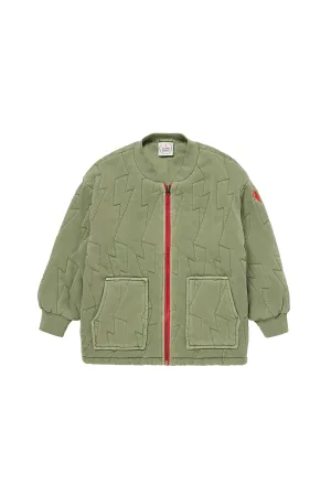 Kids Khaki Quilted Lightning Bolt Jacket