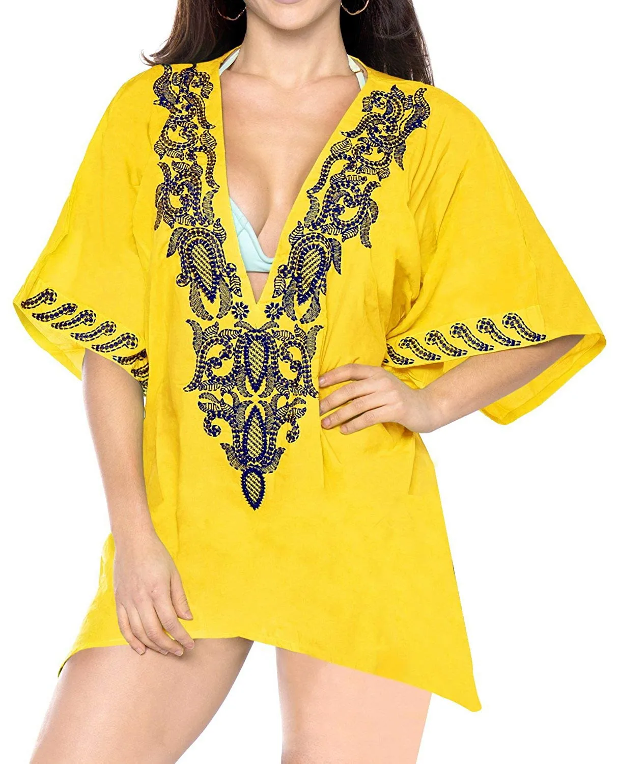 LA LEELA Bikini Swim wear Swimsuit Beach Cover-ups Women Summer Dress Embroidery