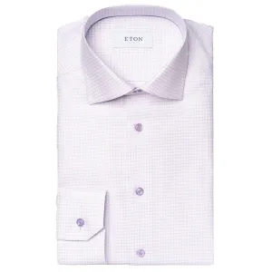 Light Purple Micro Check Cotton Tencel™ Contemporary Fit Shirt - ETON