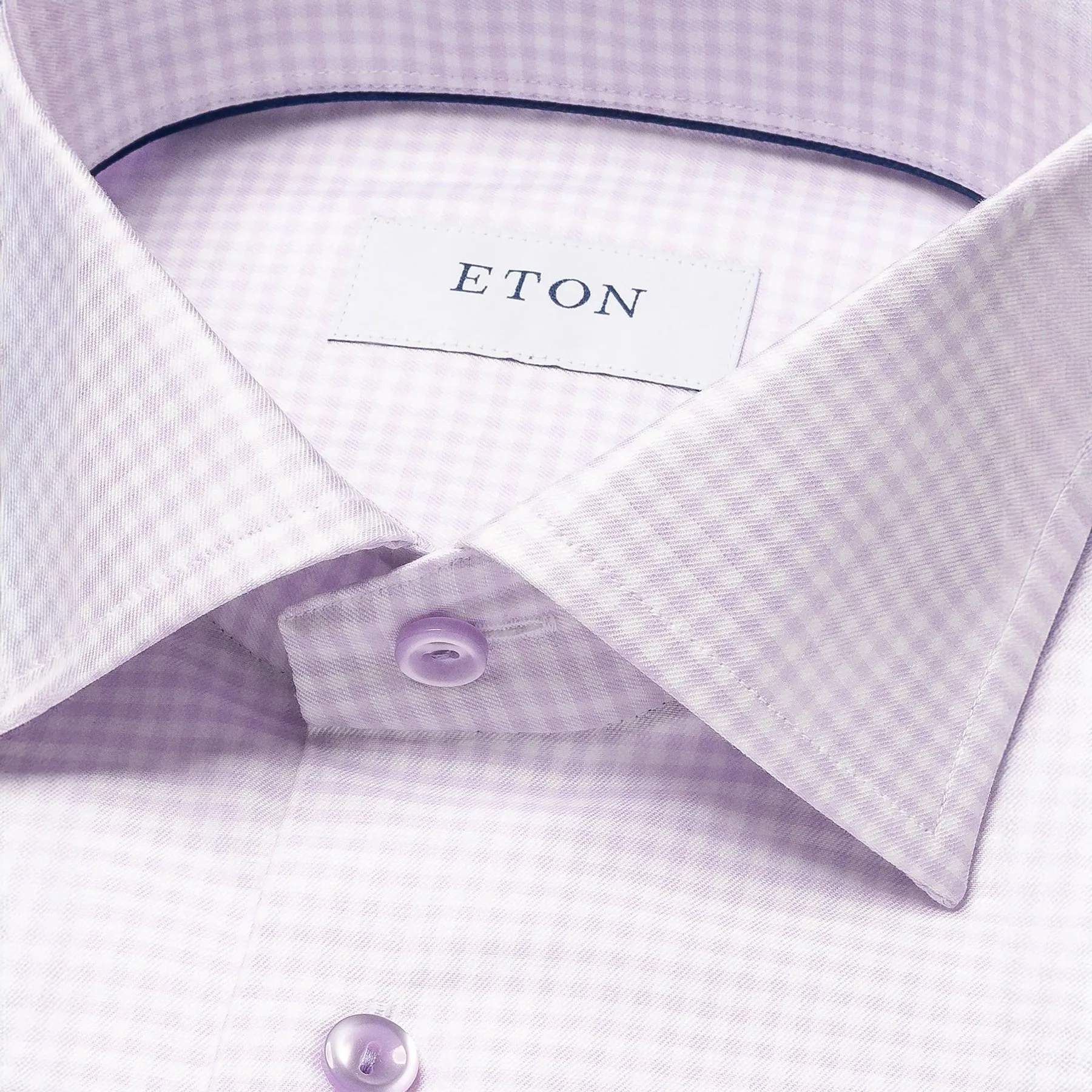 Light Purple Micro Check Cotton Tencel™ Contemporary Fit Shirt - ETON