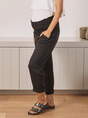 Maternity Relaxed Leg Tencel Pants- Black