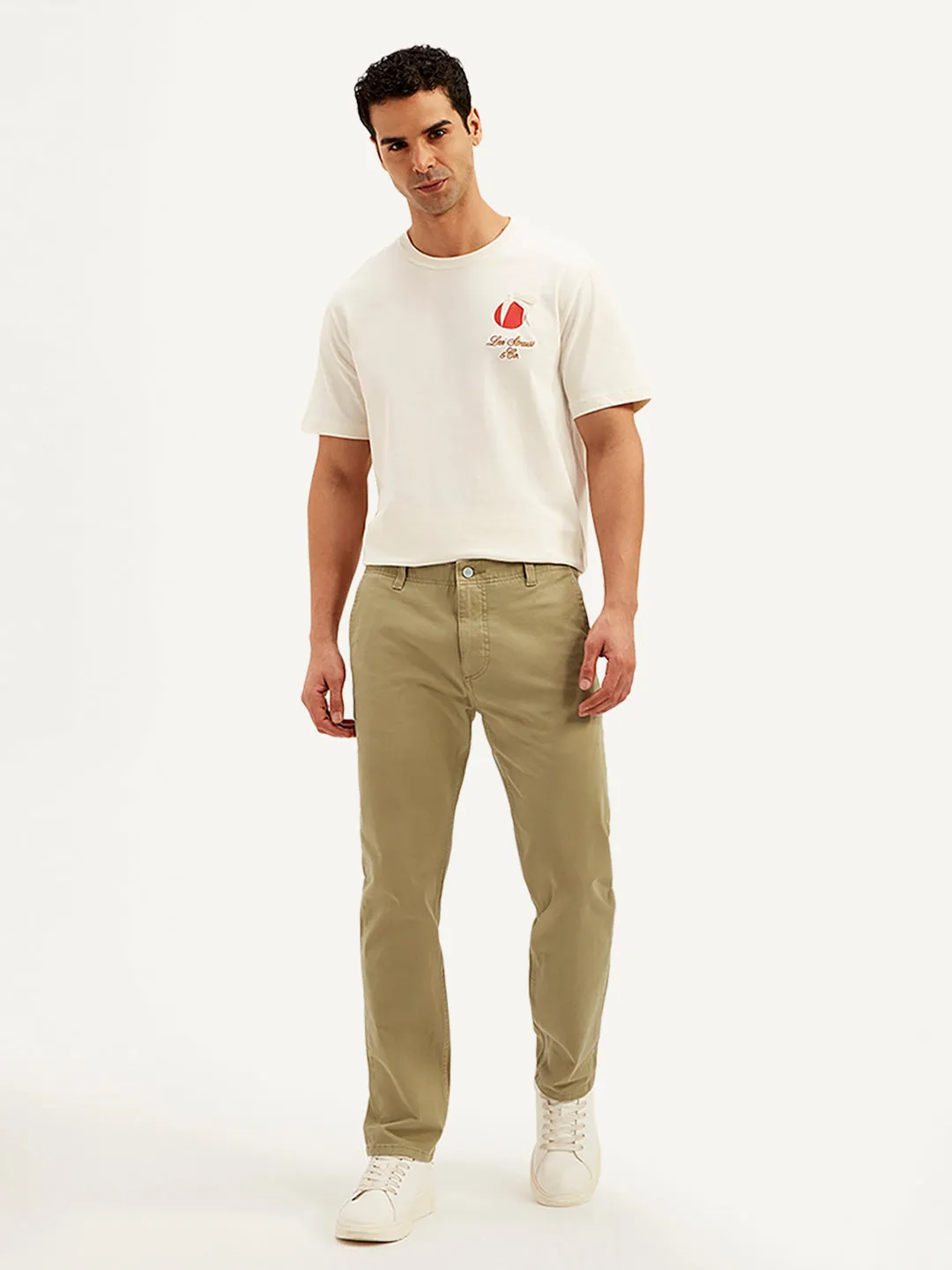 Men's Khaki Tapered Fit Chinos