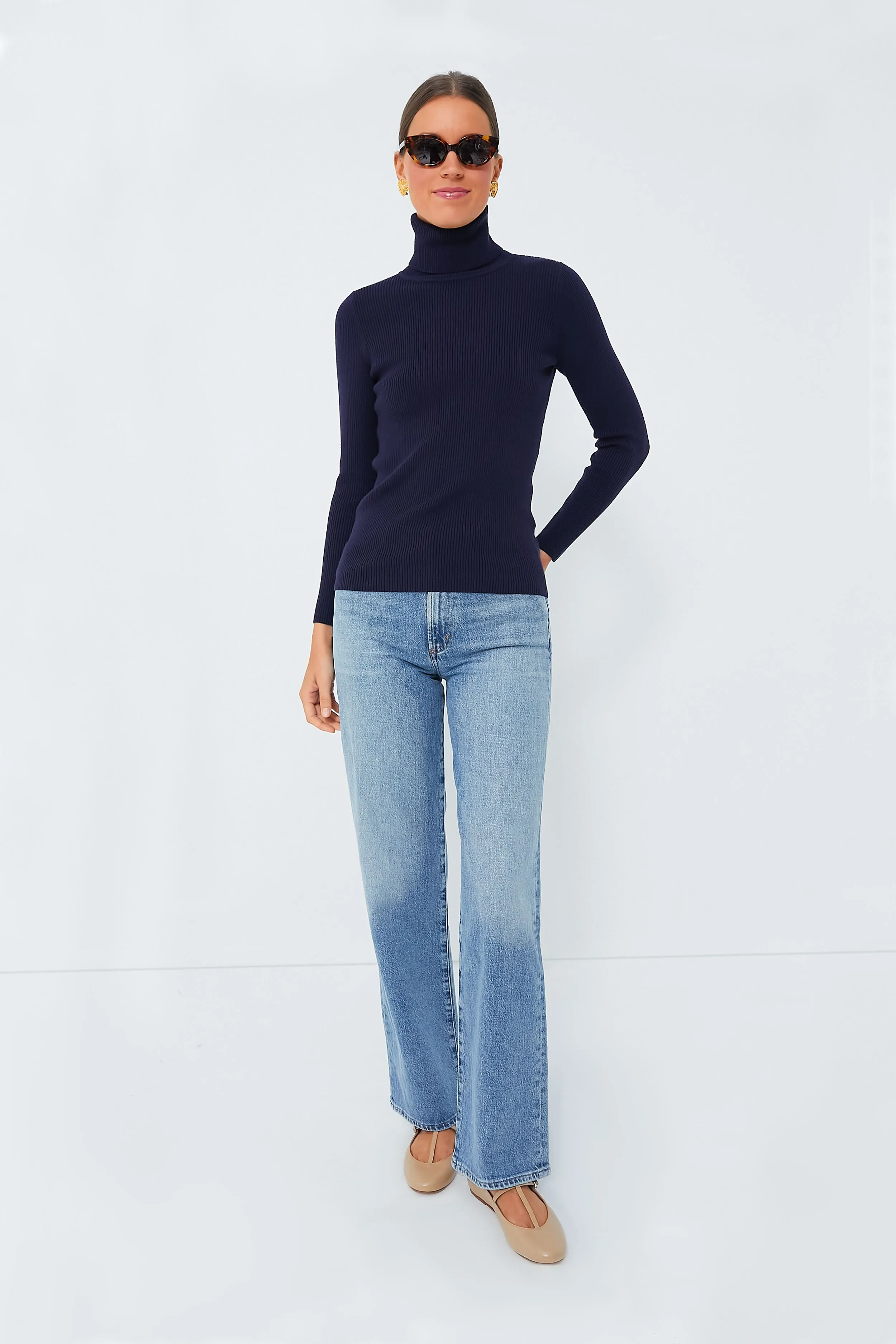 Navy Arlo Ribbed Turtleneck