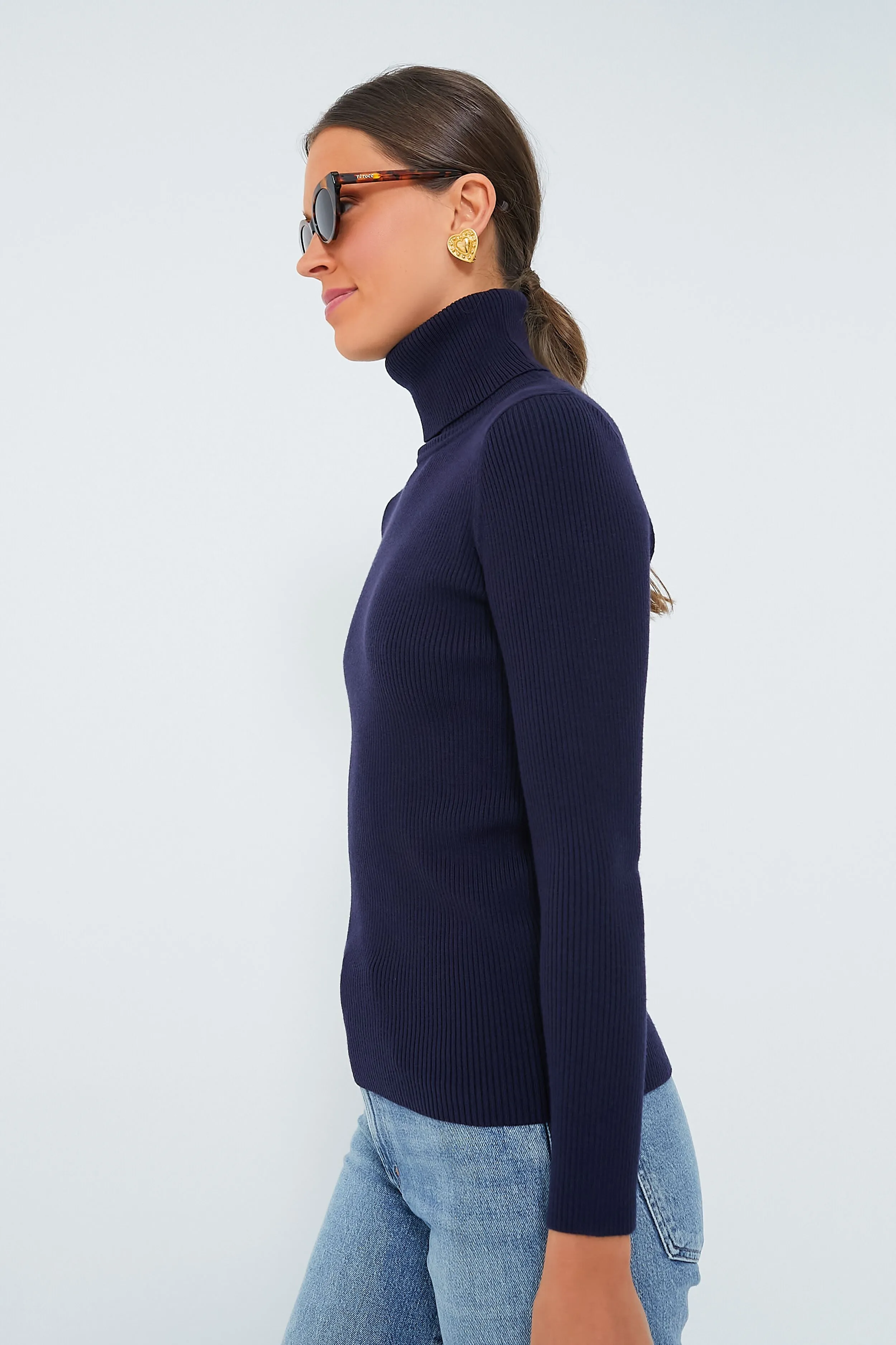 Navy Arlo Ribbed Turtleneck