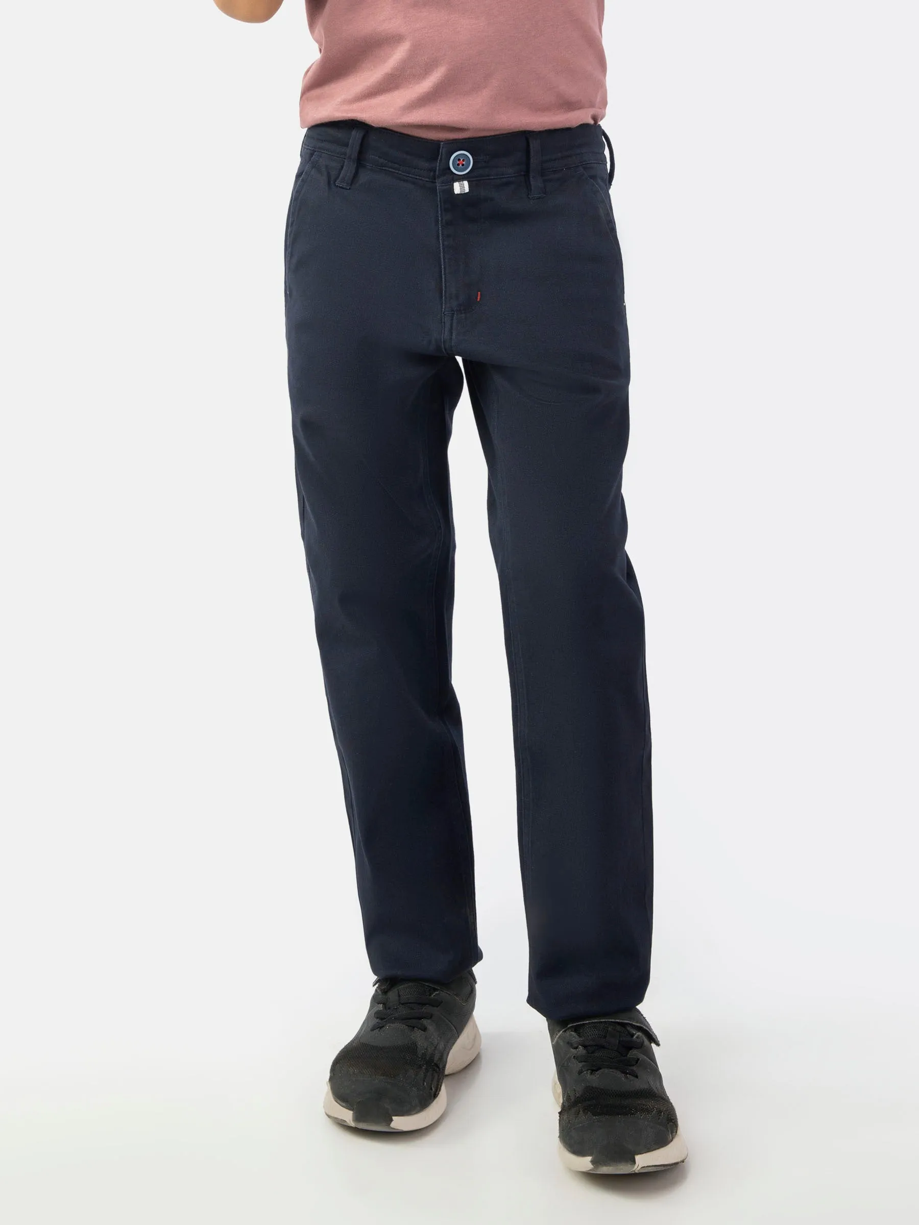 Navy Blue Casual Chino With Flap Pockets