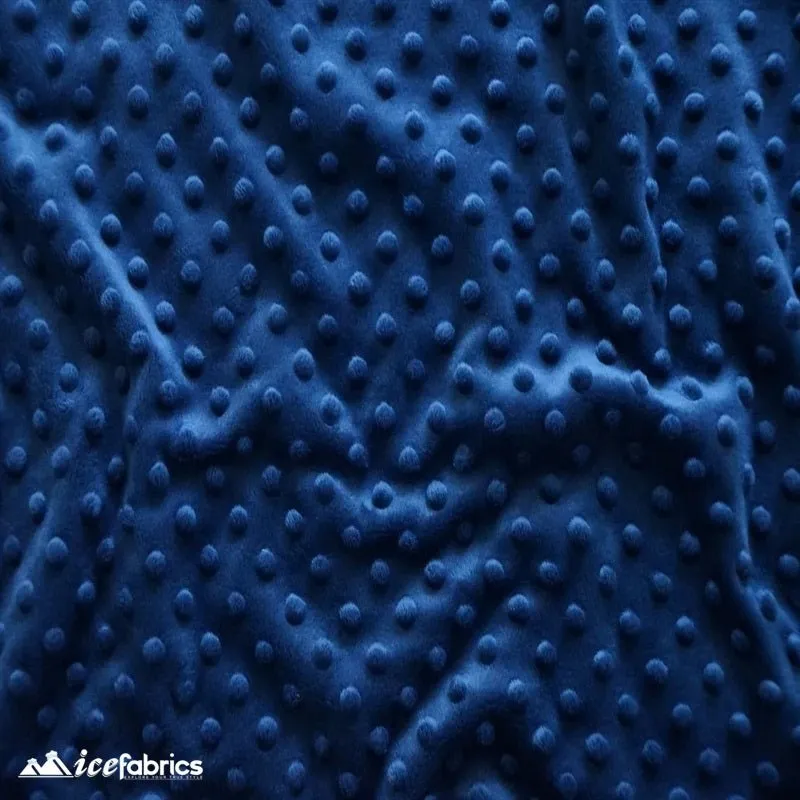 Navy Blue Dimple Polka Dot Minky Fabric / Ultra Soft /