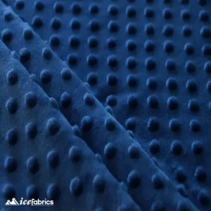 Navy Blue Dimple Polka Dot Minky Fabric / Ultra Soft /