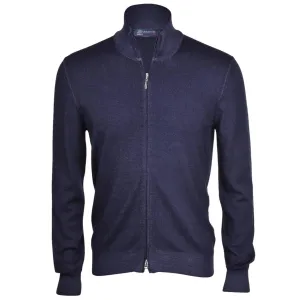 Navy Full Zip Wool Cardigan