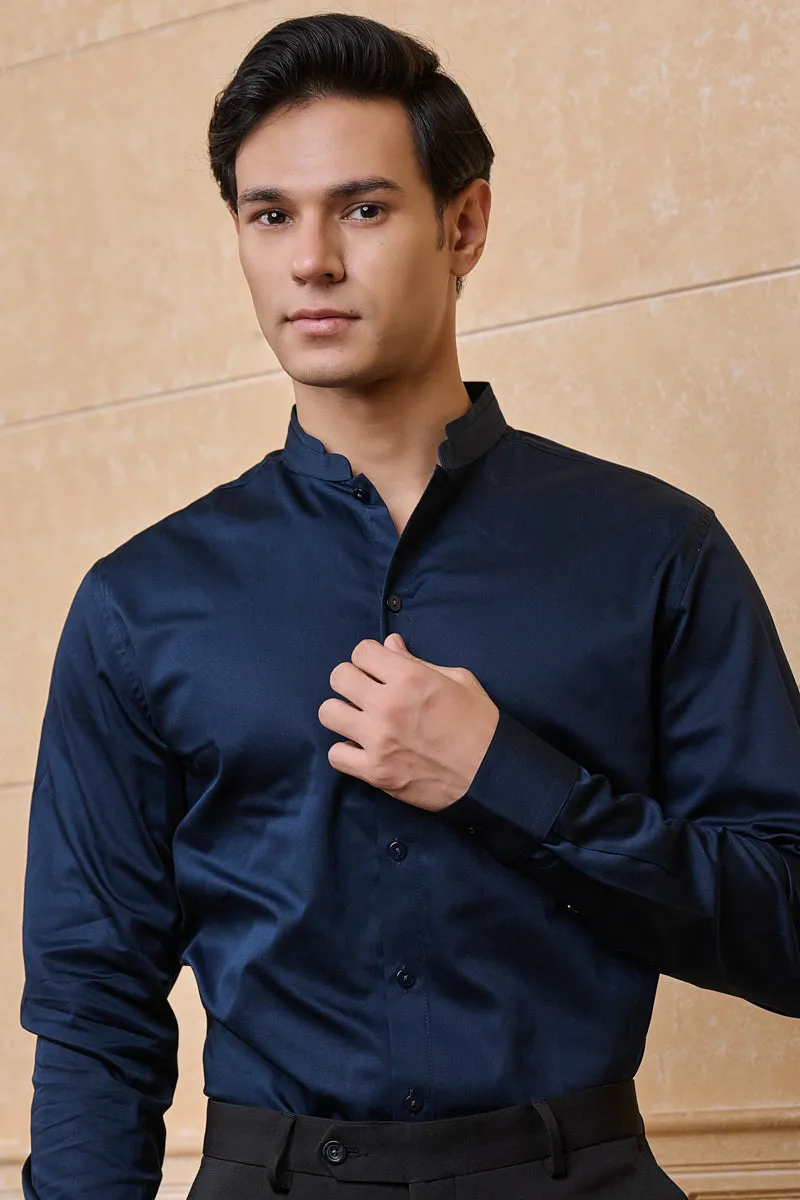 Navy Solid Casual Shirt