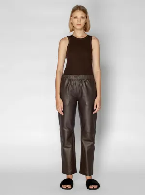 PEPPA RELAXED LEATHER PANT - CHOCOLATE BROWN