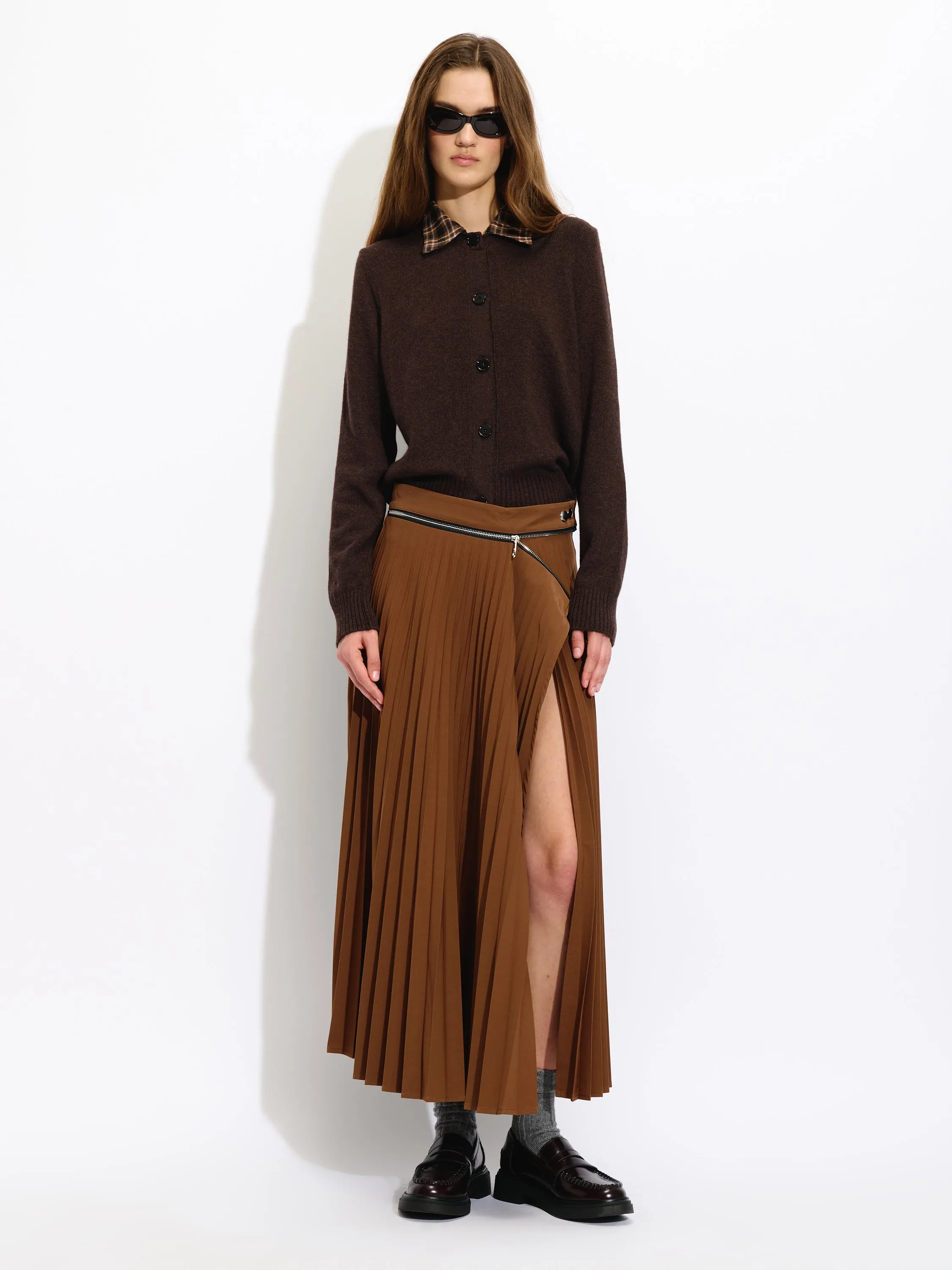 Pleated Zippered Skirt