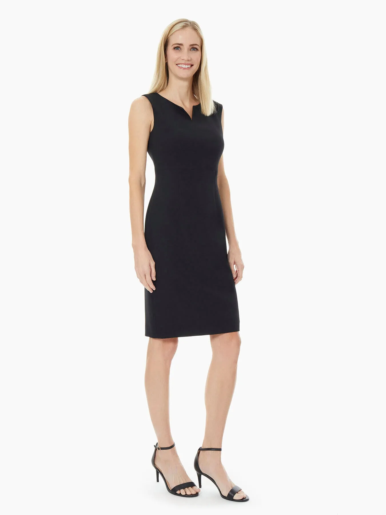 Plus Size Split Neck Stretch Crepe Sheath Dress