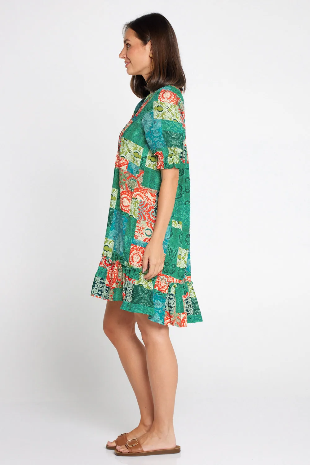 Priyanka Petite Dress - Emerald Paisley Patchwork