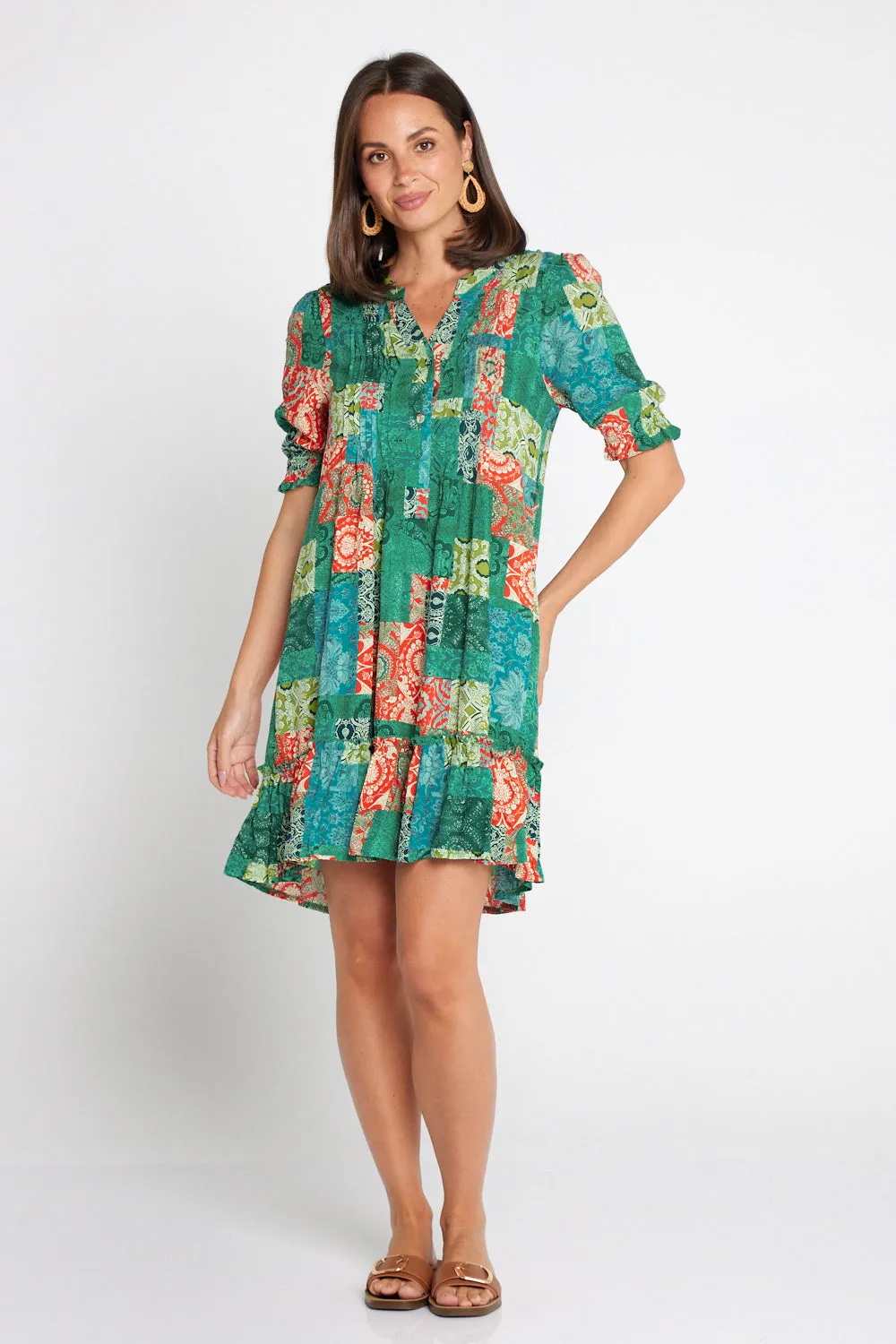 Priyanka Petite Dress - Emerald Paisley Patchwork