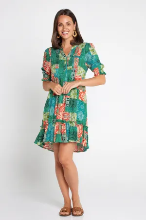 Priyanka Petite Dress - Emerald Paisley Patchwork