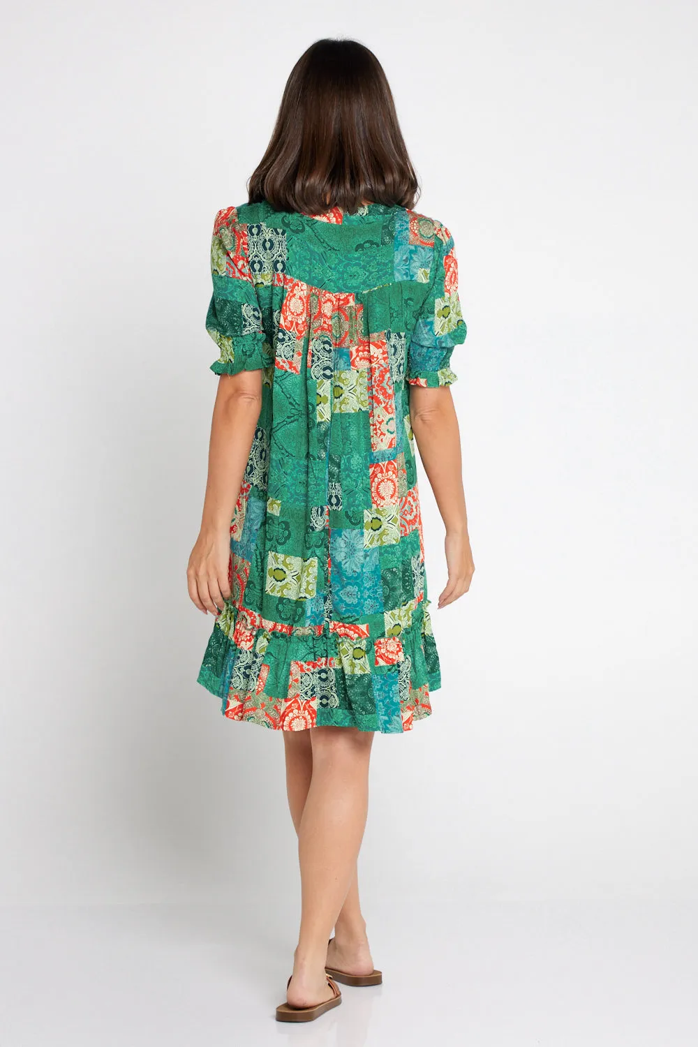 Priyanka Petite Dress - Emerald Paisley Patchwork