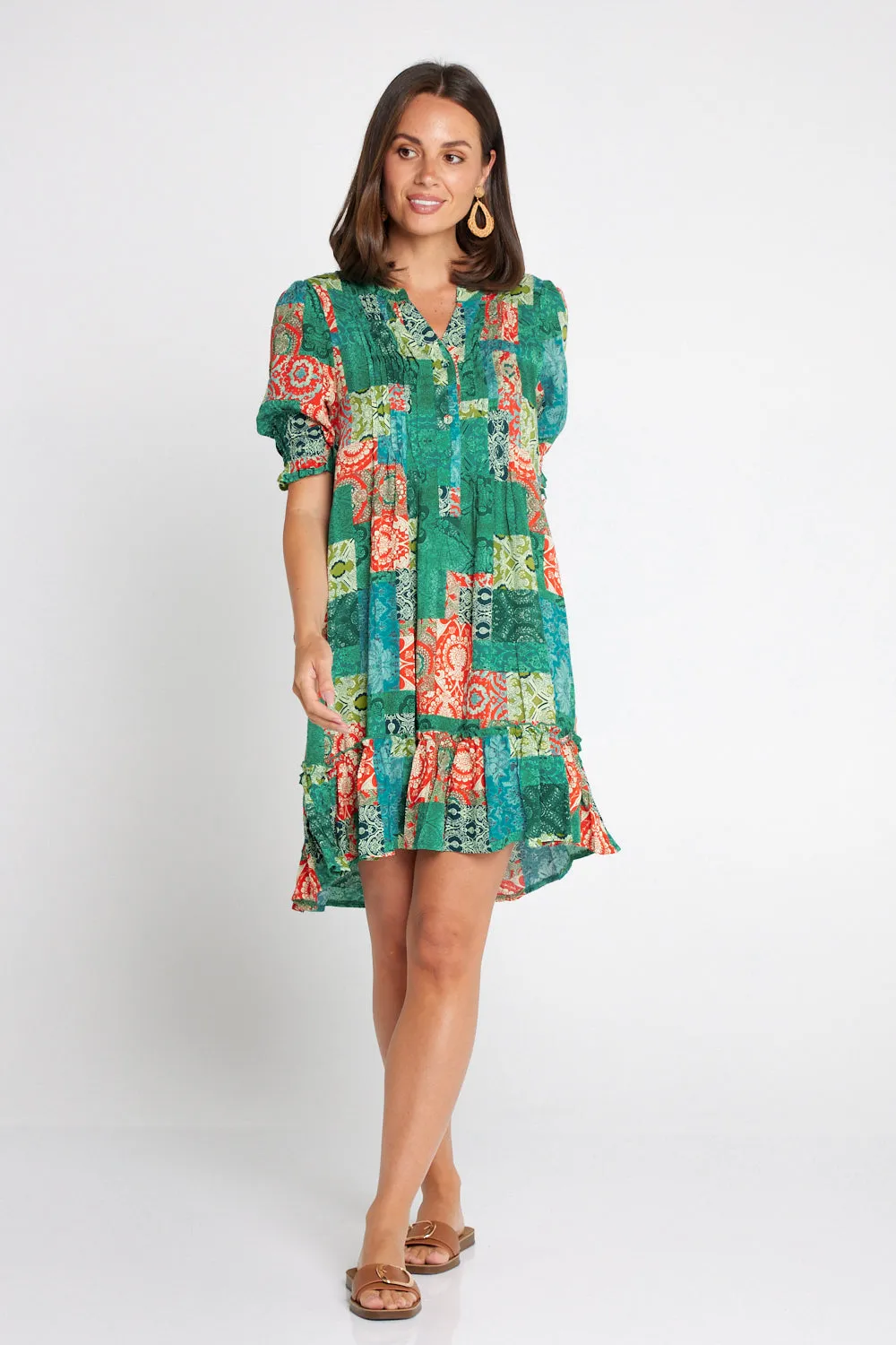 Priyanka Petite Dress - Emerald Paisley Patchwork