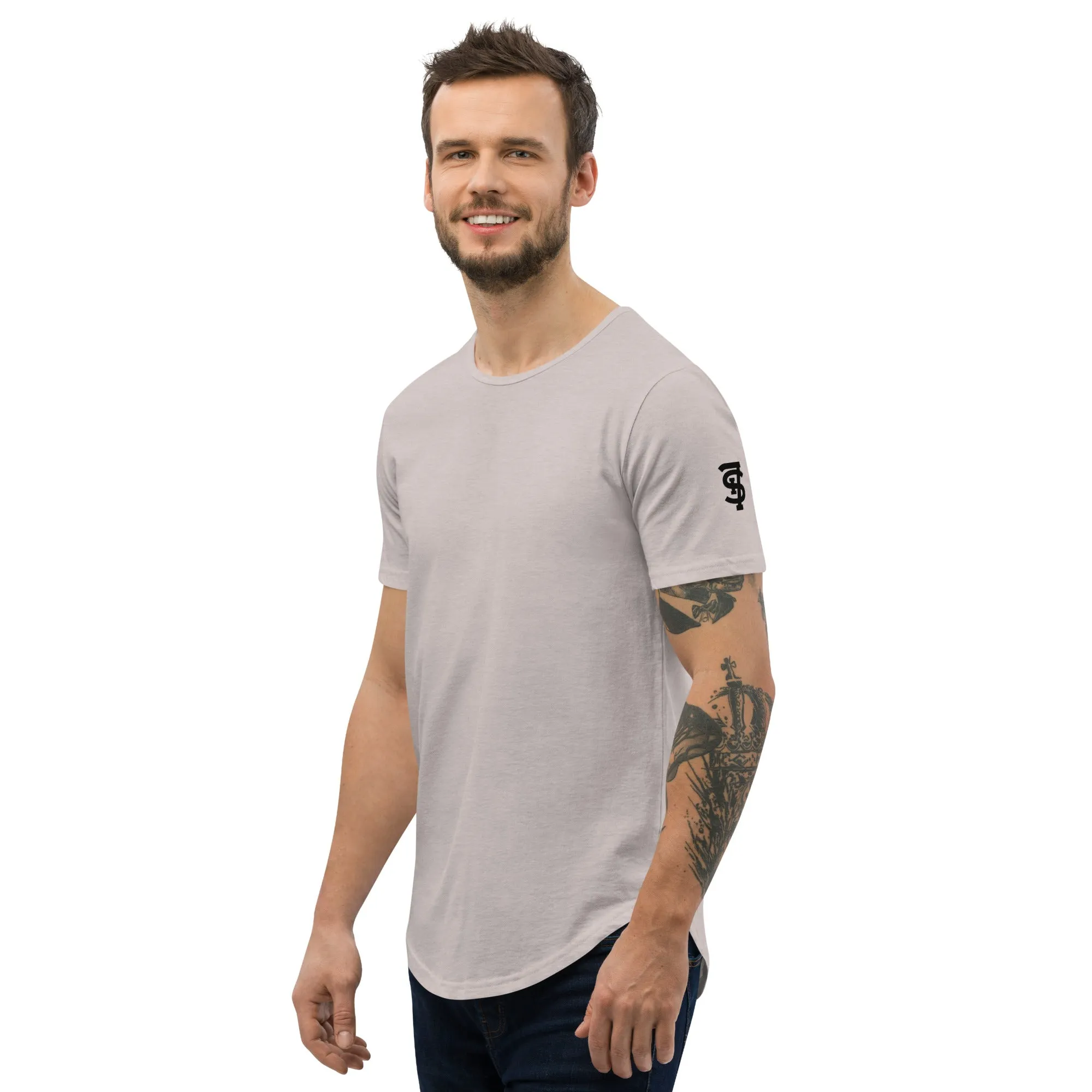 "The infielder" New curved hem solid t-shirt.