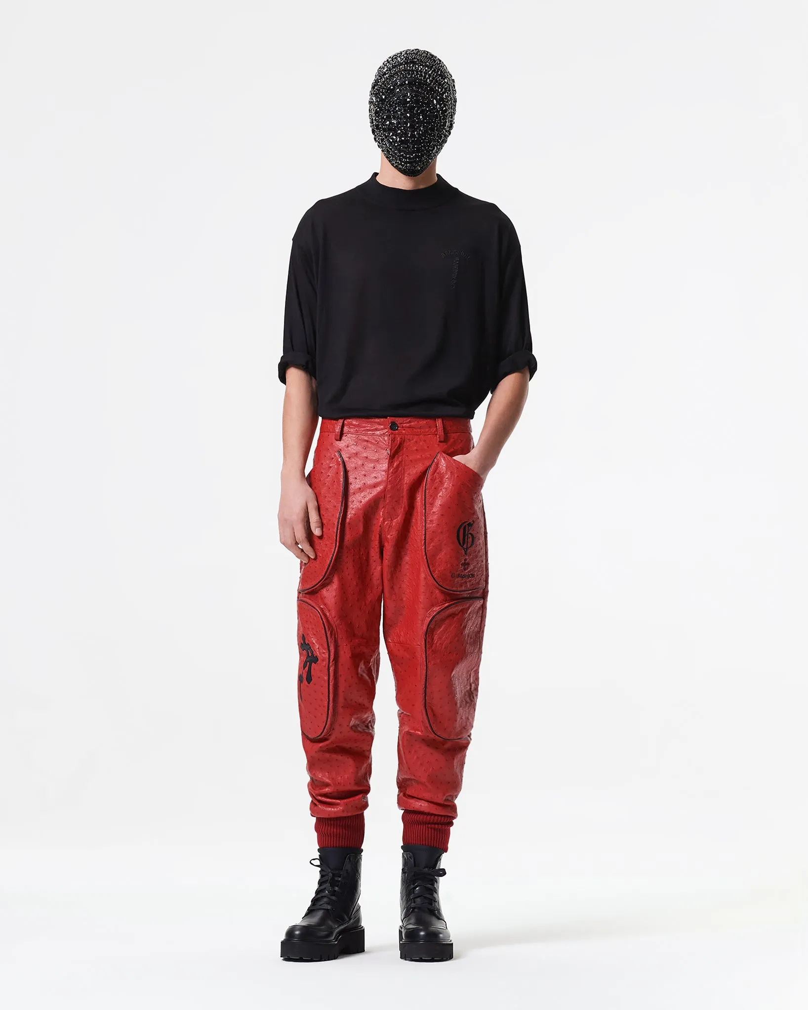 RED OSTRICH JOGGER PANTS