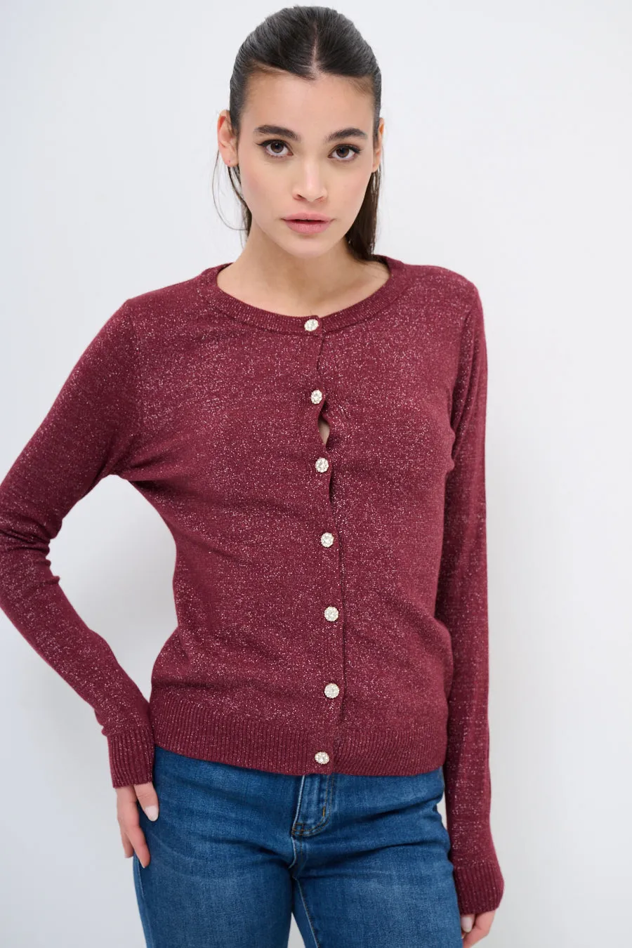 Round-neck button-up cardigan wholesale