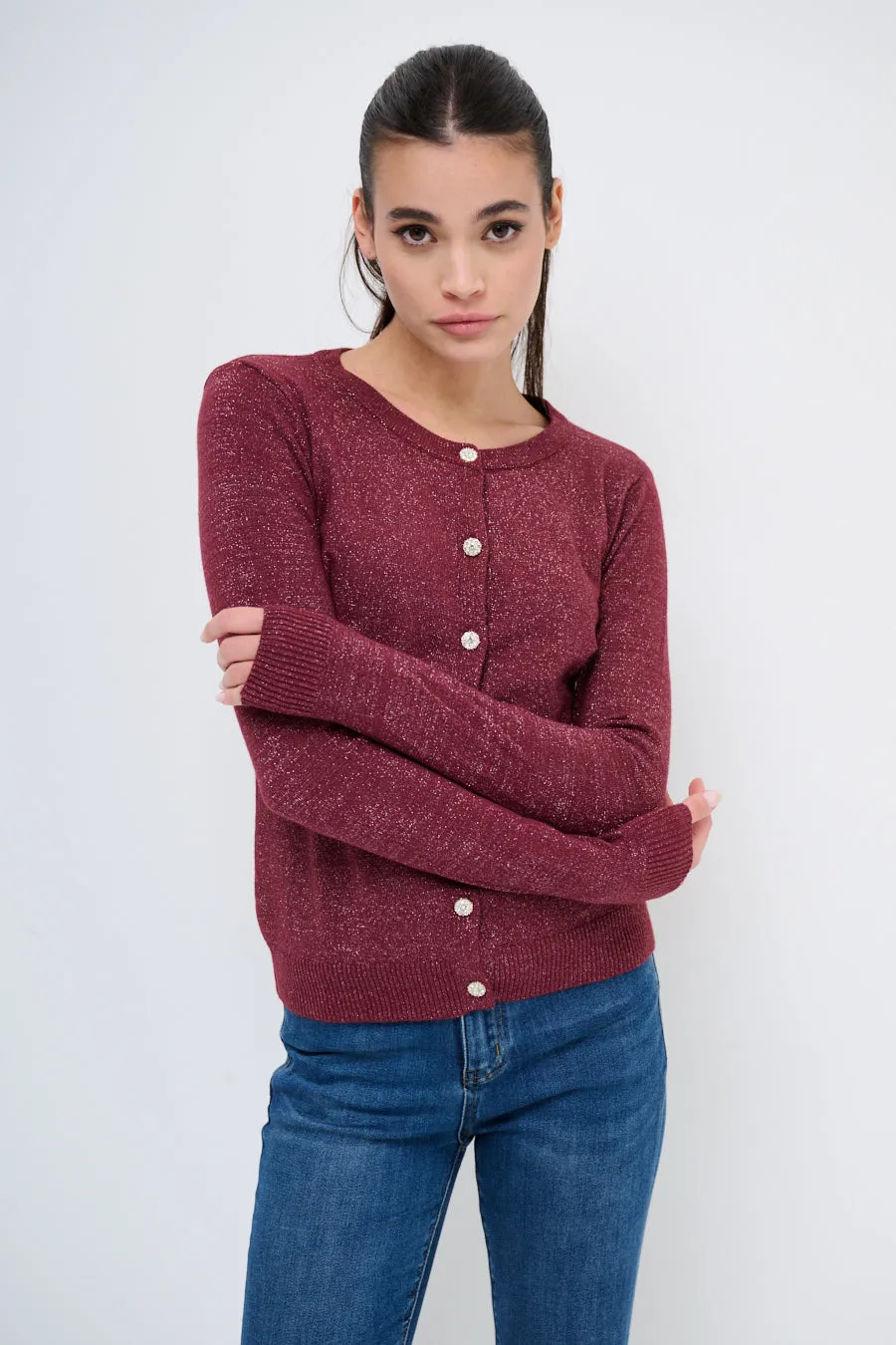 Round-neck button-up cardigan wholesale